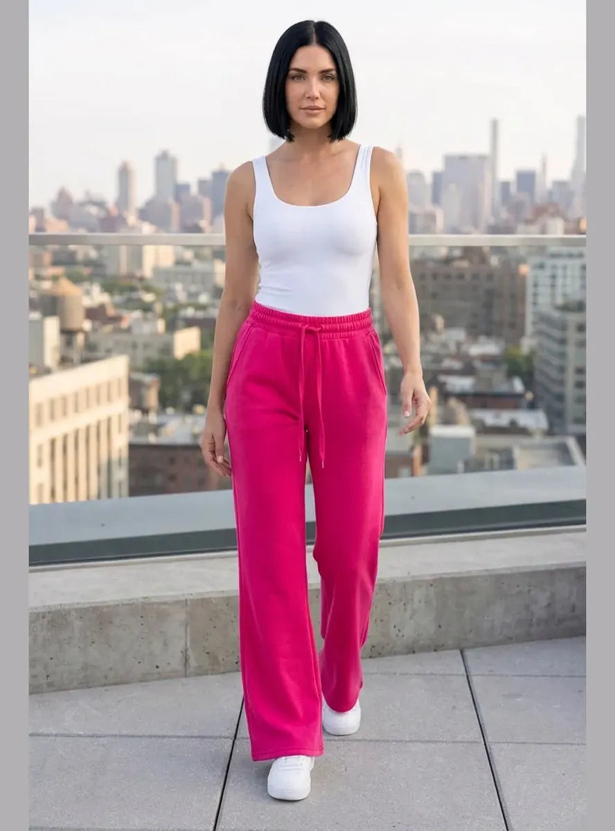 Pantalón Mujer Flare Pierna Ancha Cintura Elasticada