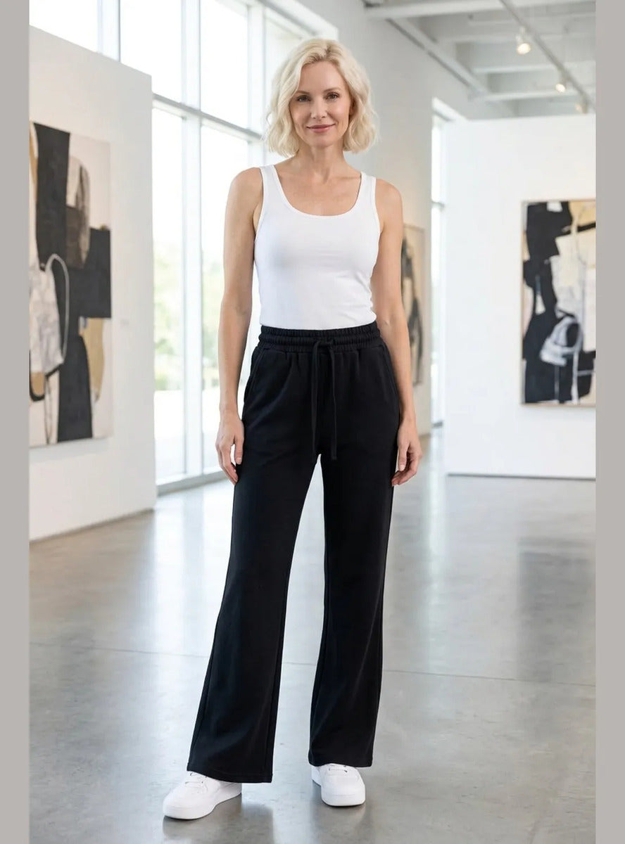 Pantalón Mujer Flare Pierna Ancha Cintura Elasticada