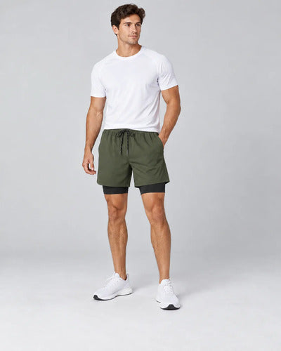 Short Deportivo Hombre 2 En 1 Con Calza Interior Gimnasio