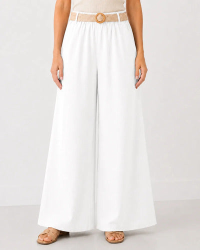 Pantalón Palazzo Mujer Pierna Ancha Cintura Elasticada
