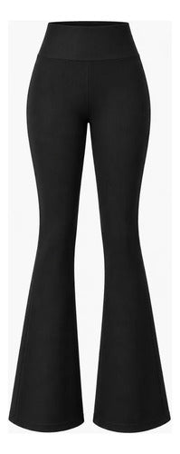 Calza Flare Mujer Negro Pantalon Tiro Alto Pierna Acampanada