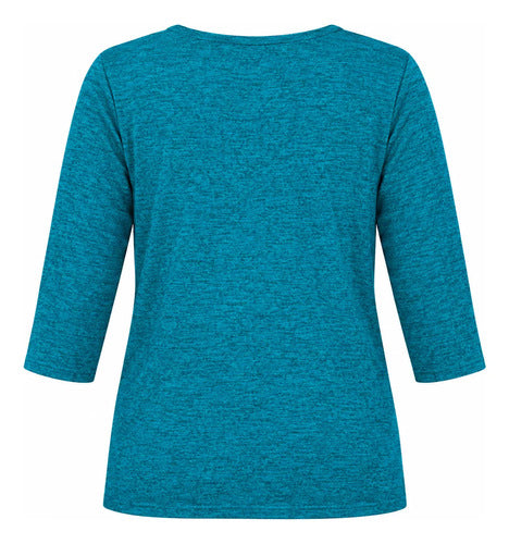 Polera Mujer Manga 3/4 Escote V Con Detalles Metálicos