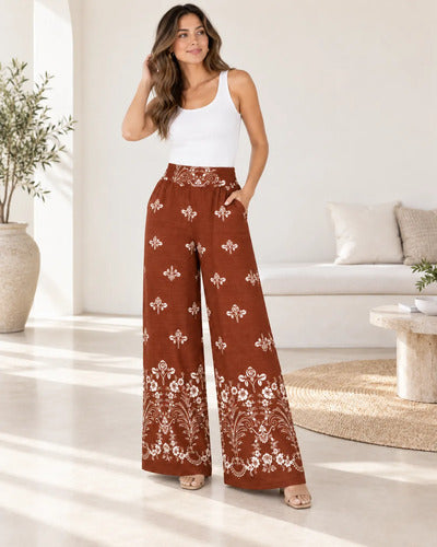 Pantalón Palazzo Mujer Modelo Florencia Estampado Floral