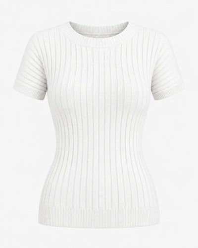 Top Mujer Tejido Acanalado Manga Corta Talla Única