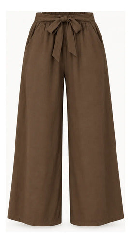 Pantalón Palazzo Mujer Cintura Elasticada Con Lazo