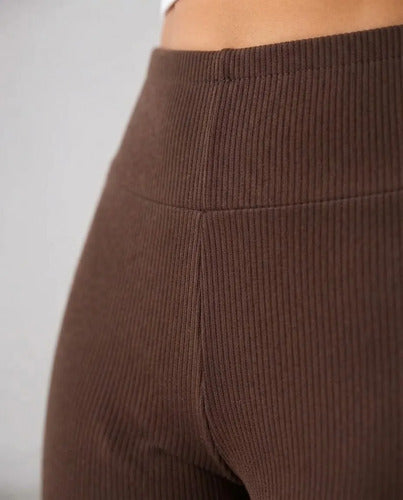 Pantalón Flare Mujer Cintura Alta Acanalado Ajustado
