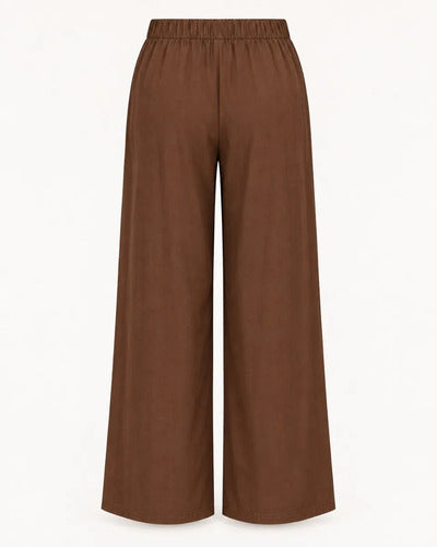 Pantalón Palazzo Mujer Algodón Cintura Elasticada Con Lazo
