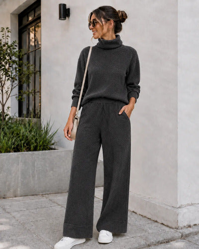 Conjunto Mujer Cuello Alto Pantalón Palazzo Primavera