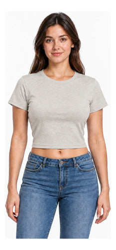 Polera Mujer Básica Manga Corta Cuello Redondo