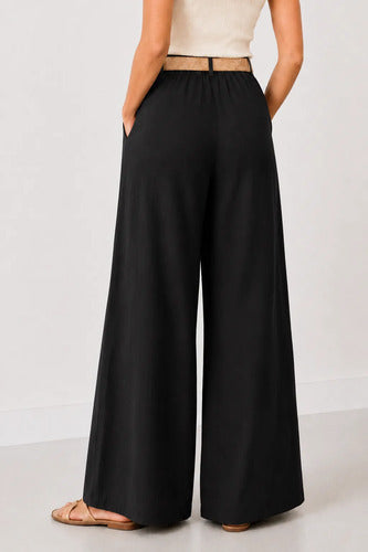 Pantalón Palazzo Mujer Pierna Ancha Cintura Elasticada