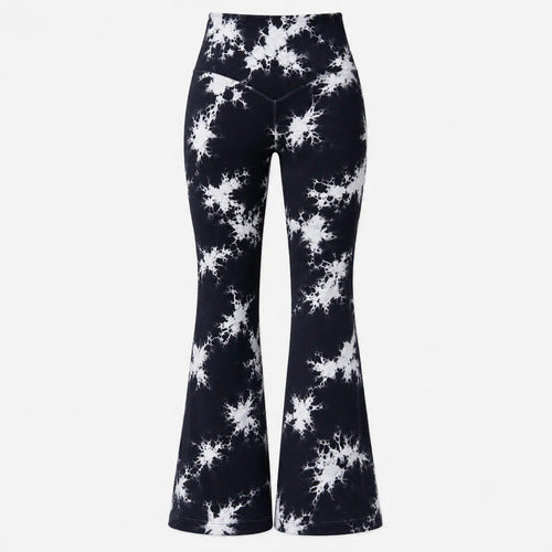 Calza Mujer Flare Scrunch Tiro Alto Tie Dye Corte Acampanado