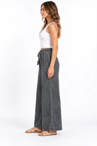 Pantalón Mujer Palazzo Tiro Alto Cintura Elasticada Brisa