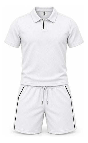 Conjunto Hombre Polera Cuello Polo Y Short Tela Texturizada