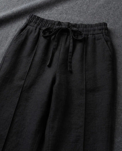 Pantalón Mujer Recto Con Cintura Elasticada Y Bolsillos