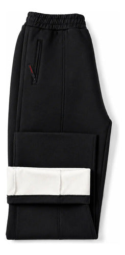 Pantalón De Buzo Unisex Pierna Ancha Con Interior Térmico