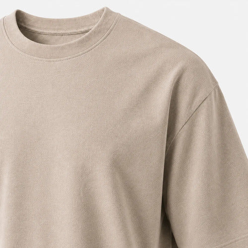 Polera Hombre Oversize Manga Corta Cuello Redondo Lisa