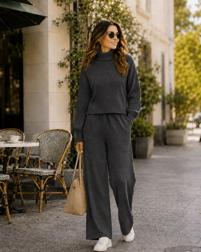 Conjunto Mujer Cuello Alto Pantalón Palazzo Primavera