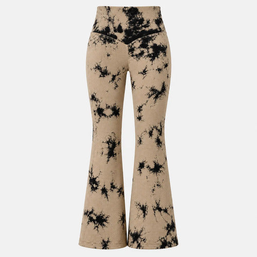 Calza Mujer Flare Scrunch Tiro Alto Tie Dye Corte Acampanado