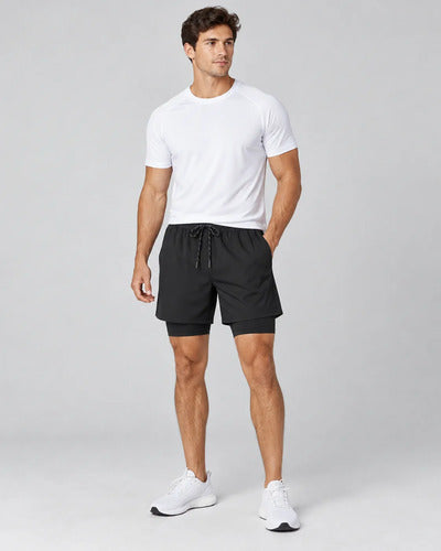 Short Deportivo Hombre 2 En 1 Con Calza Interior Gimnasio