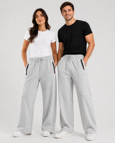 Pantalón De Buzo Unisex Pierna Ancha Con Interior Térmico