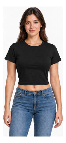 Polera Mujer Básica Manga Corta Cuello Redondo