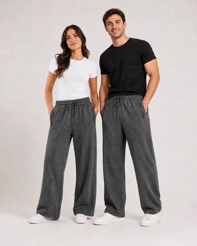 Pantalón De Buzo Unisex Pierna Ancha Con Interior Térmico