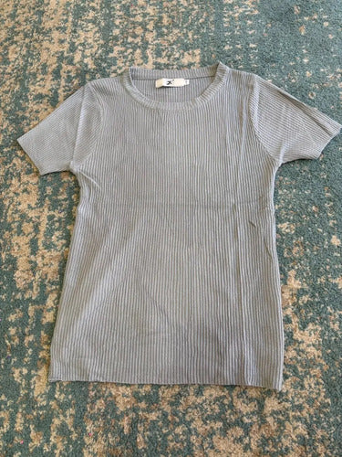 Polera Mujer Acanalada Manga Corta Cuello Redondo