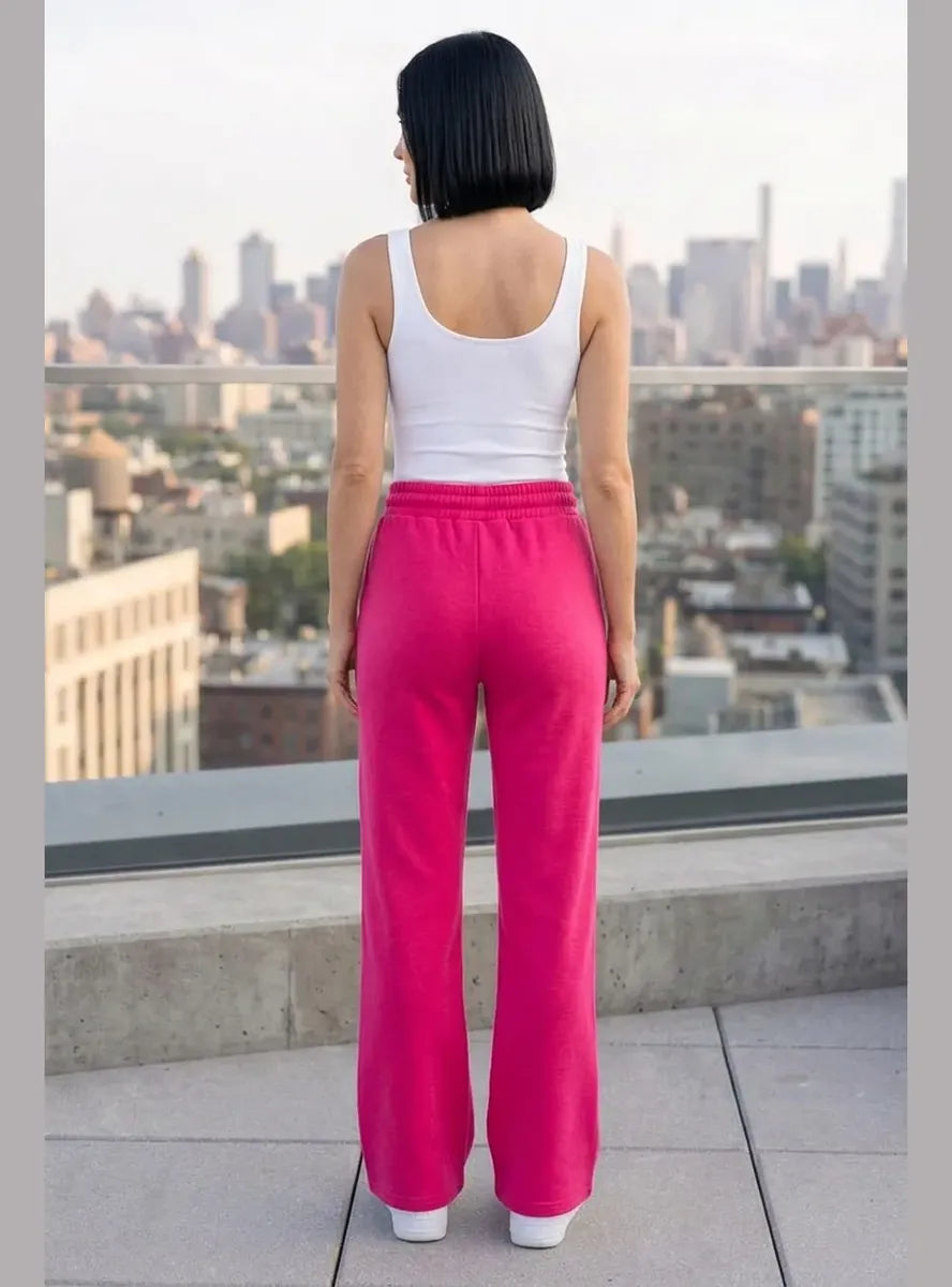 Pantalón Mujer Flare Pierna Ancha Cintura Elasticada