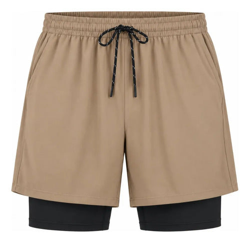 Short Deportivo Hombre 2 En 1 Con Calza Interior Gimnasio