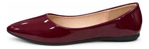 Balerina Mujer Punta Fina Charol Zapato Plano Elegante