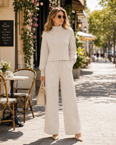 Conjunto Mujer Cuello Alto Pantalón Palazzo Primavera