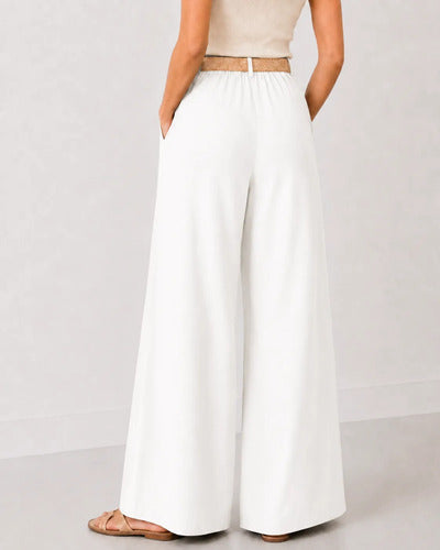 Pantalón Palazzo Mujer Pierna Ancha Cintura Elasticada