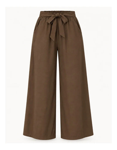 Pantalón Palazzo Mujer Cintura Elasticada Con Lazo