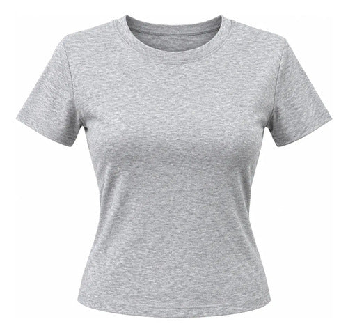Polera Mujer Básica Manga Corta Cuello Redondo