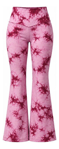Calza Mujer Flare Scrunch Tiro Alto Tie Dye Corte Acampanado
