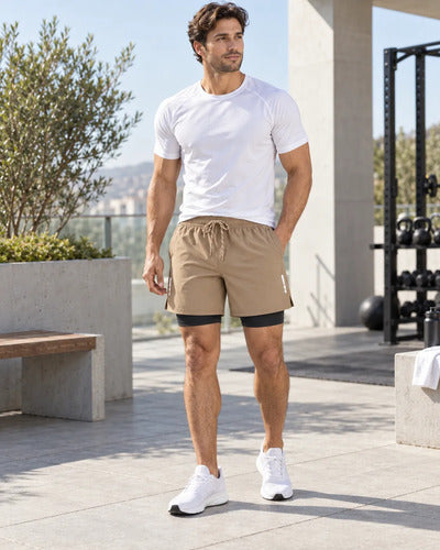 Short Deportivo Running Hombre 2 En 1 Con Calza Interior