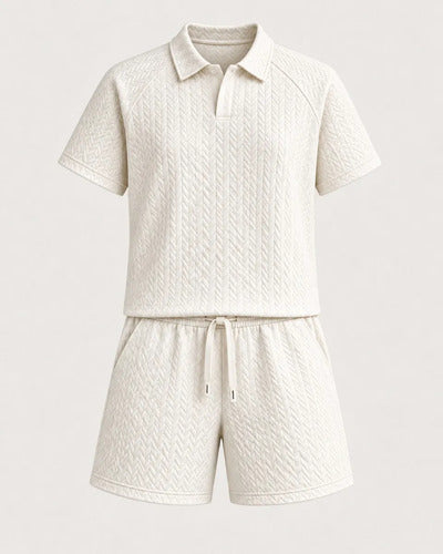 Conjunto Hombre Polera Polo Manga Corta Short Texturizado