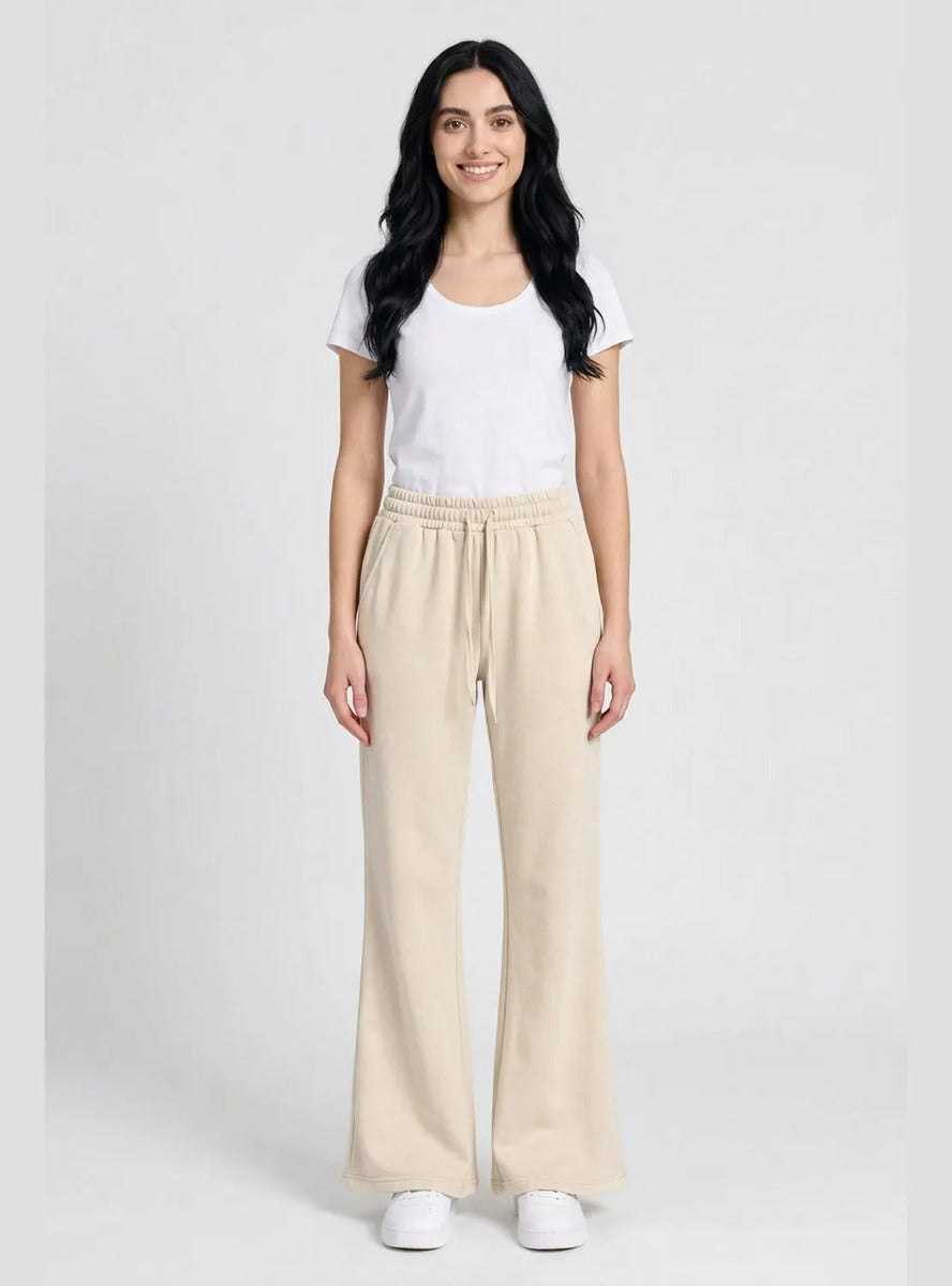 Pantalón Mujer Flare Pierna Ancha Cintura Elasticada