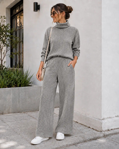 Conjunto Mujer Cuello Alto Pantalón Palazzo Primavera
