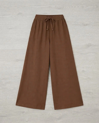 Pantalón Palazzo Mujer Algodón Cintura Elasticada Con Lazo