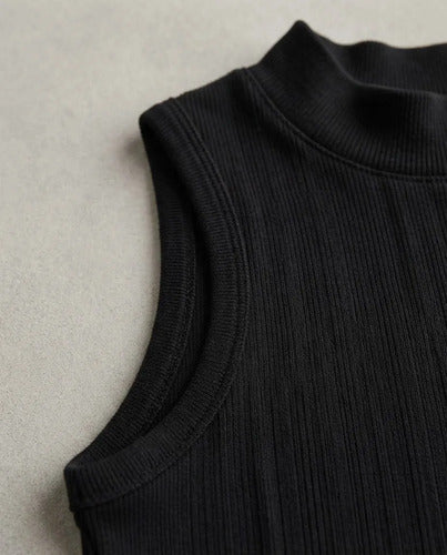 Polera Mujer Sin Mangas Cuello Alto Ajustada Básica