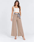 Pantalón Palazzo Mujer Pierna Ancha Con Lazo Decorativo