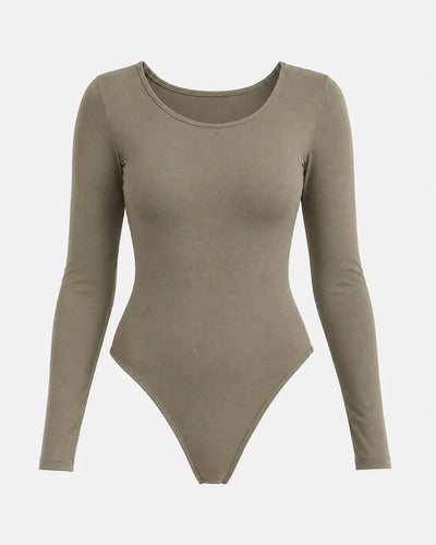Body Mujer Manga Larga Escote Redondo Compresor Ajustado