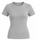 Polera Mujer Acanalada Manga Corta Cuello Redondo