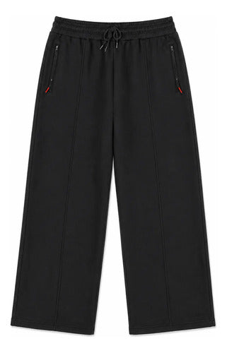 Pantalón De Buzo Unisex Pierna Ancha Con Interior Térmico