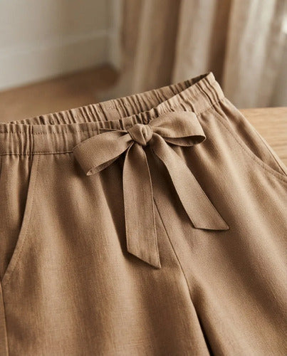 Pantalón Palazzo Mujer Cintura Elasticada Con Lazo