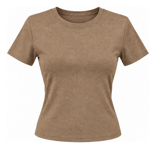 Polera Mujer Básica Manga Corta Cuello Redondo