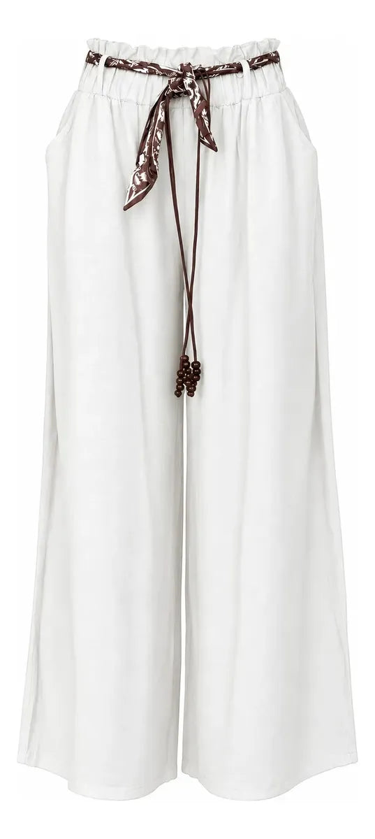 Pantalón Palazzo Mujer Cintura Elasticada con Lazo Siena