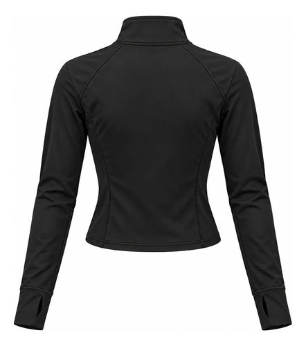 Chaqueta Deportiva Mujer Ajustada Cuello Alto Con Cierre