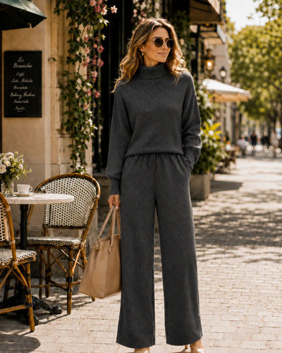 Conjunto Mujer Cuello Alto Pantalón Palazzo Primavera